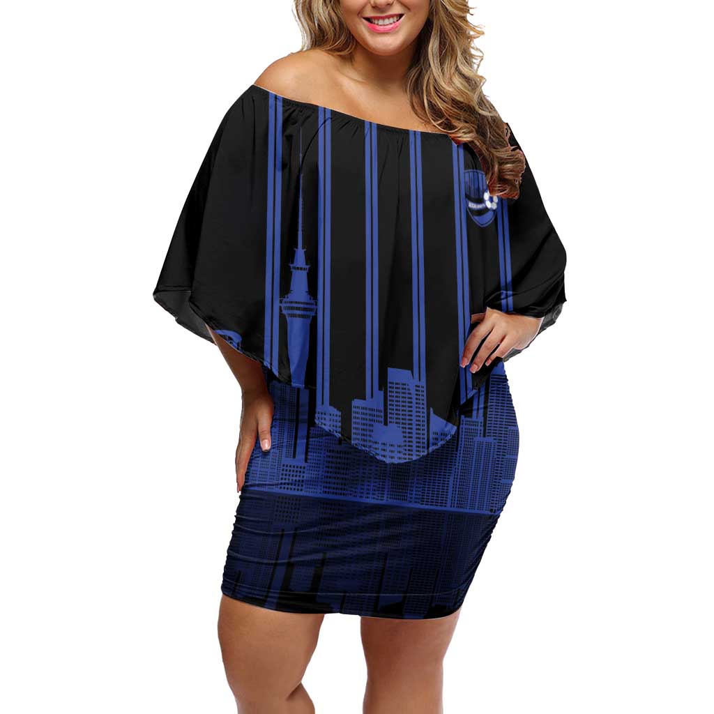 New Zealand Auckland Football Custom Family Matching Off Shoulder Short Dress and Hawaiian Shirt Go City of Sails Est 2025