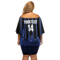 New Zealand Auckland Football Custom Family Matching Off Shoulder Short Dress and Hawaiian Shirt Go City of Sails Est 2025