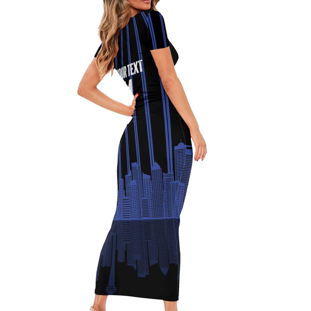 New Zealand Auckland Football Custom Family Matching Short Sleeve Bodycon Dress and Hawaiian Shirt Go City of Sails Est 2025 LT14 - Polynesian Pride