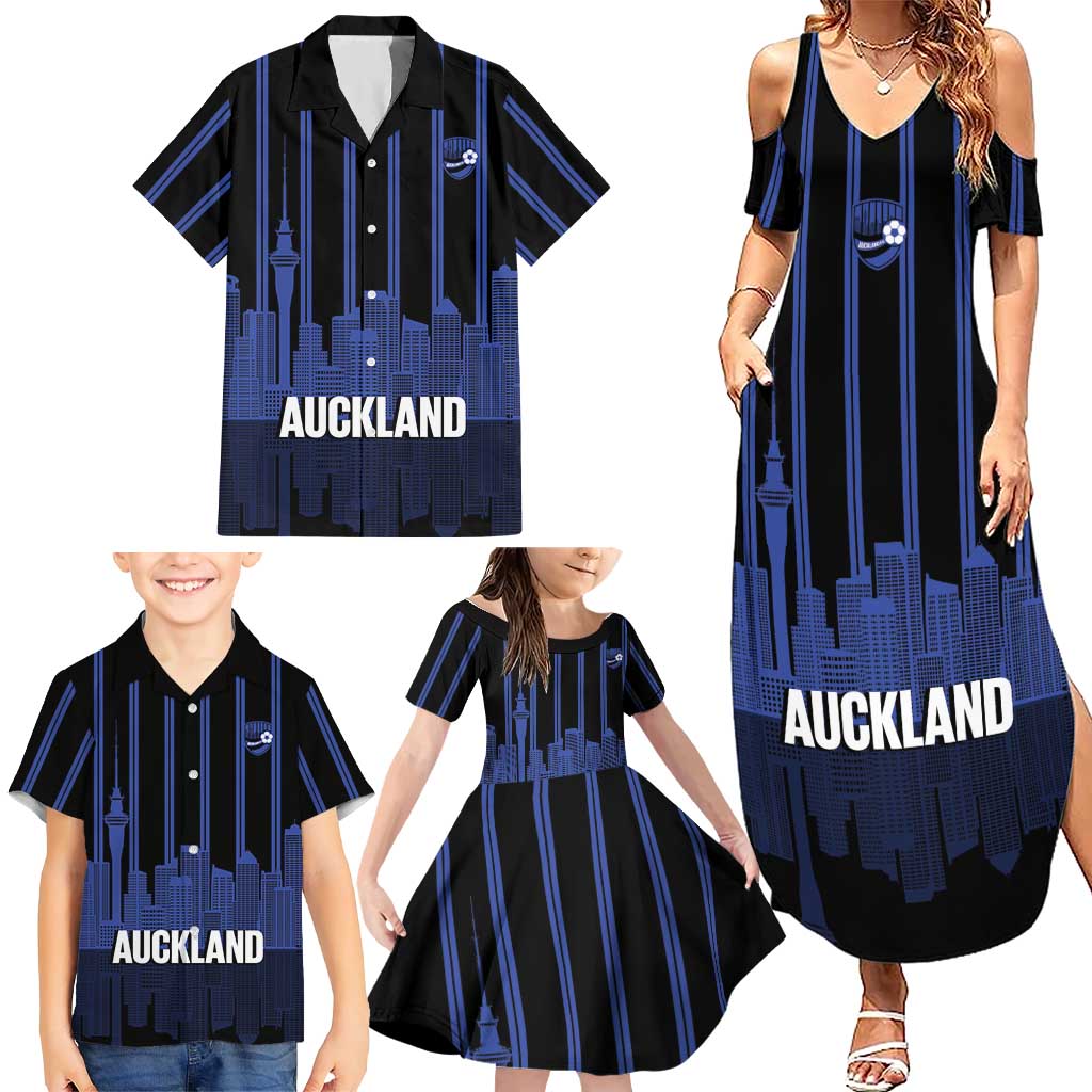 New Zealand Auckland Football Custom Family Matching Summer Maxi Dress and Hawaiian Shirt Go City of Sails Est 2025