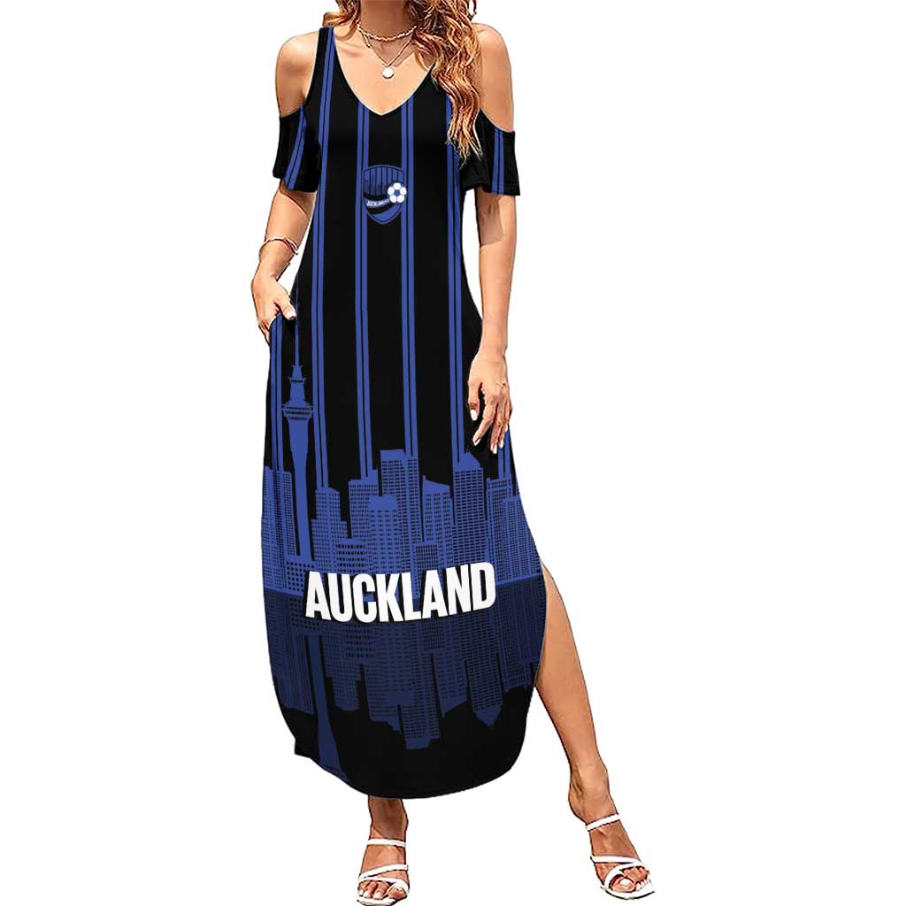 New Zealand Auckland Football Custom Family Matching Summer Maxi Dress and Hawaiian Shirt Go City of Sails Est 2025