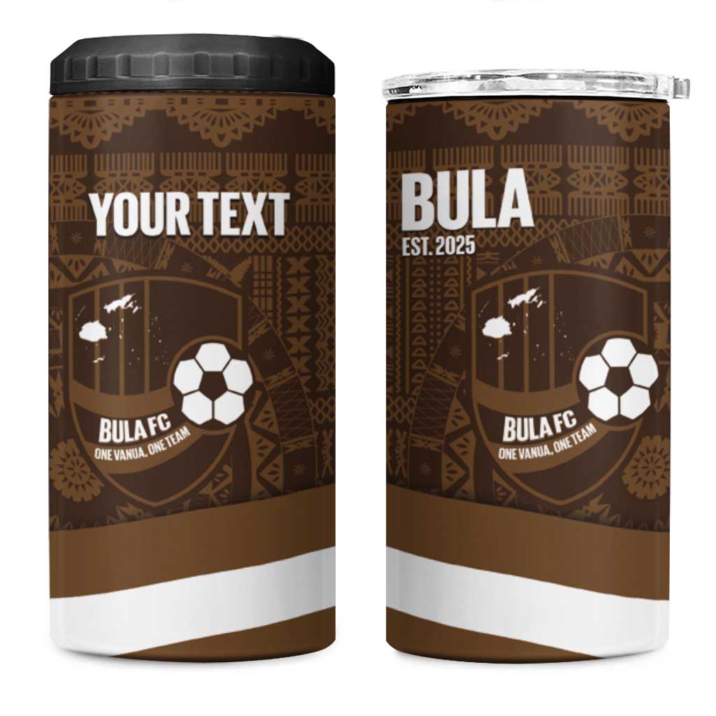 Bula Fiji Football Custom 4 in 1 Can Cooler Tumbler One Vanua One Team Tapa Pattern
