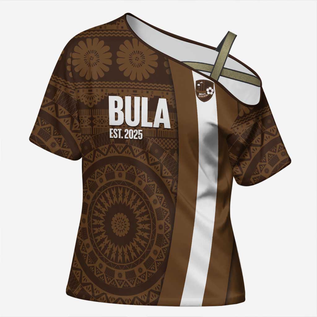 Bula Fiji Football Custom Cross Shoulder Shirt One Vanua One Team Tapa Pattern