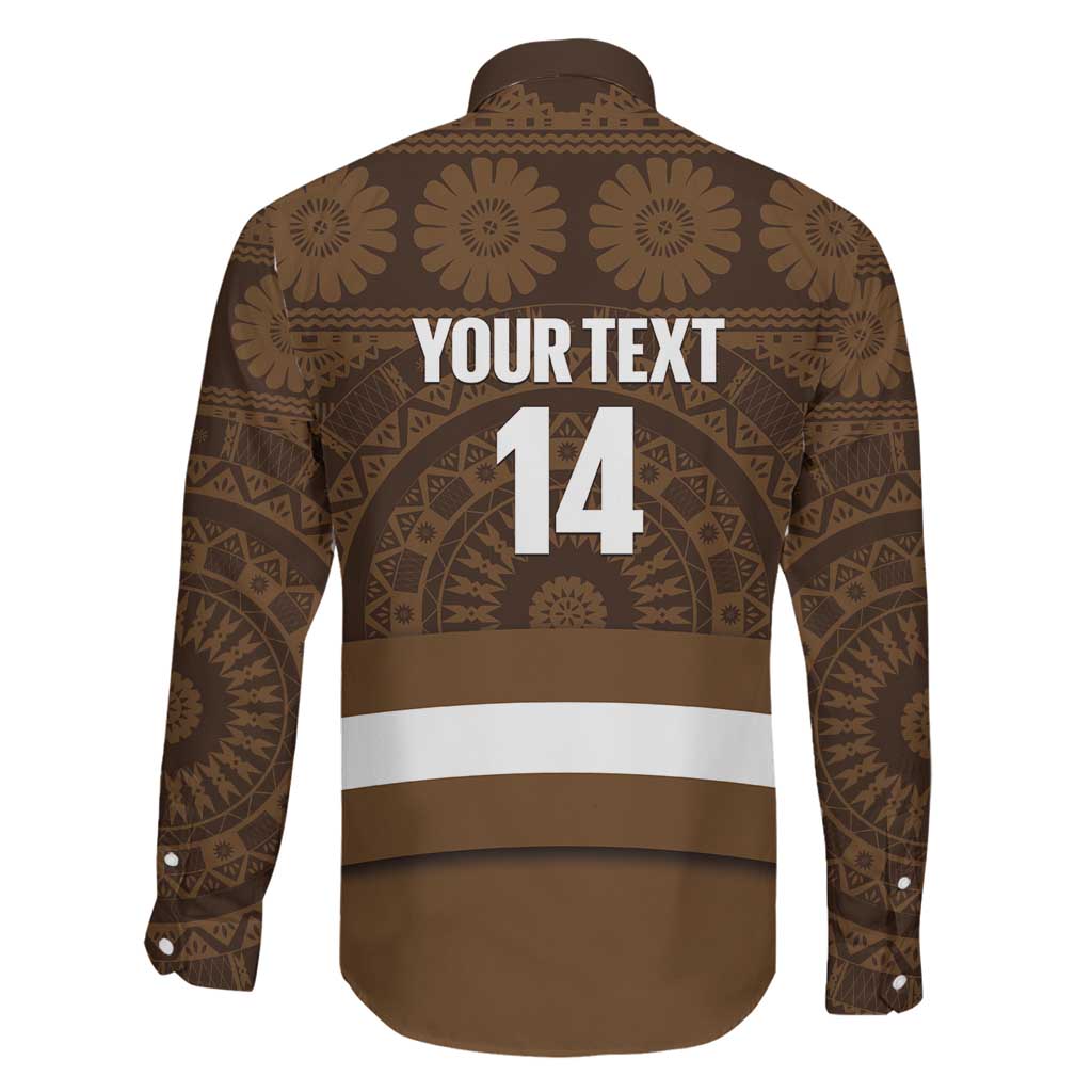 Bula Fiji Football Custom Family Matching Long Sleeve Bodycon Dress and Hawaiian Shirt One Vanua One Team Tapa Pattern