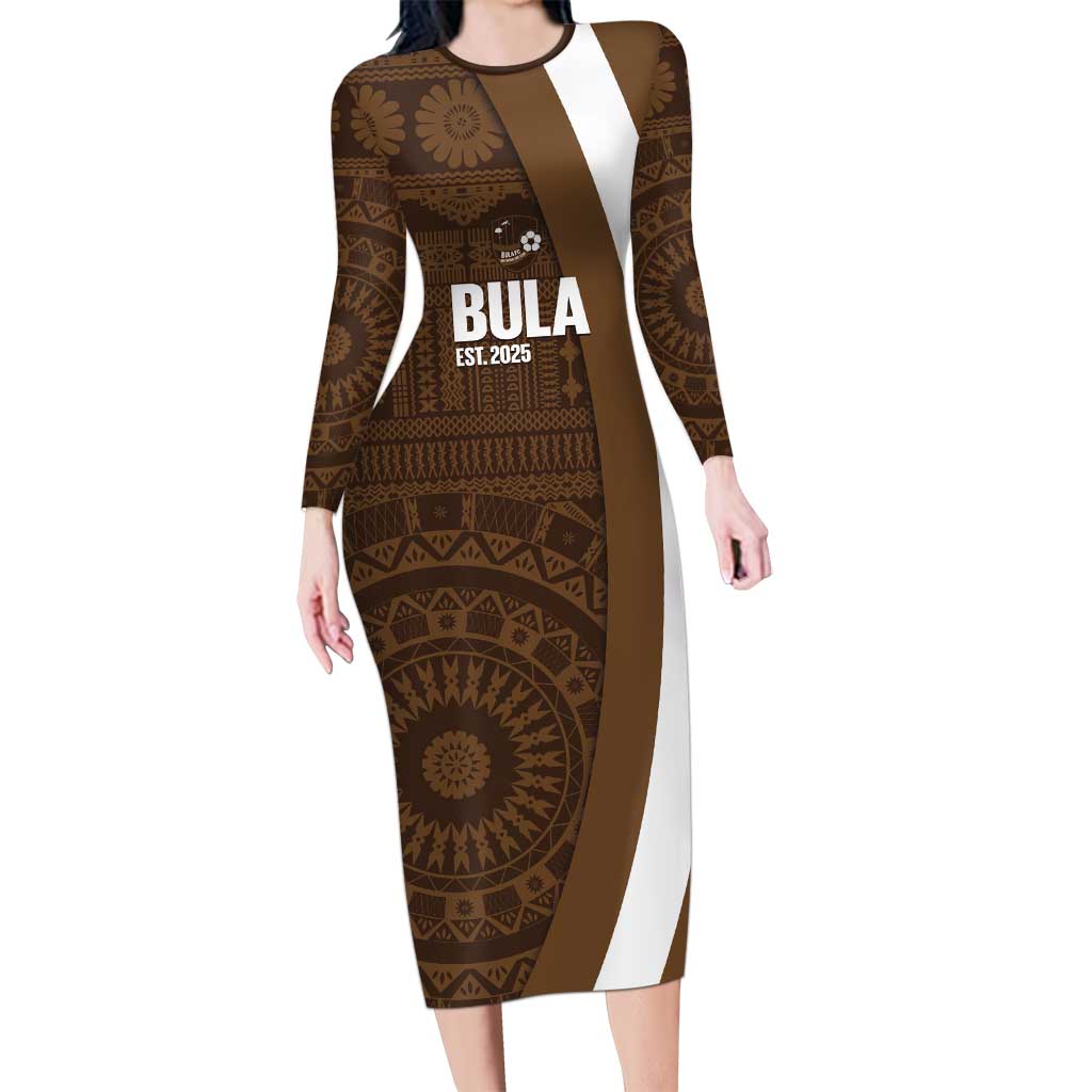 Bula Fiji Football Custom Family Matching Long Sleeve Bodycon Dress and Hawaiian Shirt One Vanua One Team Tapa Pattern