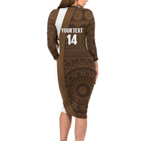 Bula Fiji Football Custom Family Matching Long Sleeve Bodycon Dress and Hawaiian Shirt One Vanua One Team Tapa Pattern