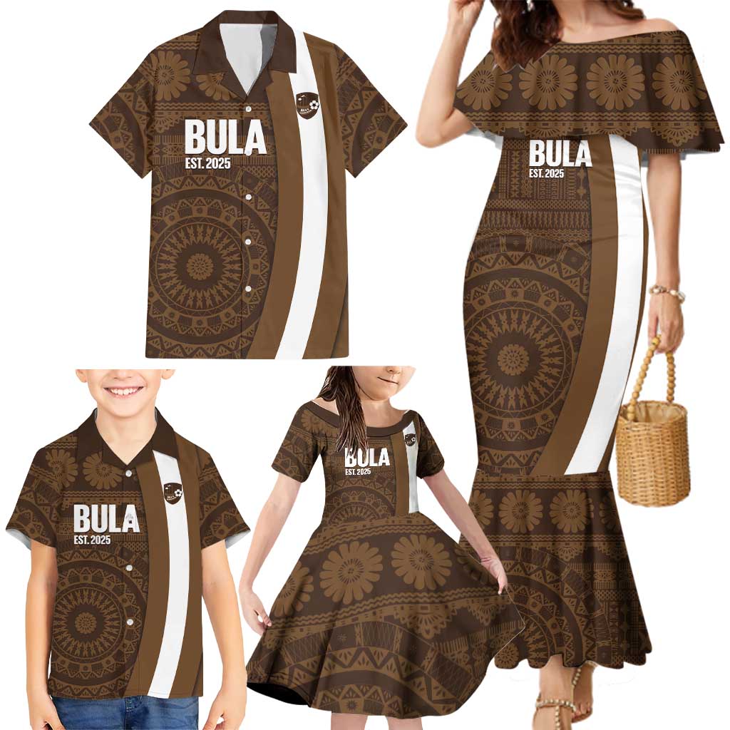 Bula Fiji Football Custom Family Matching Mermaid Dress and Hawaiian Shirt One Vanua One Team Tapa Pattern