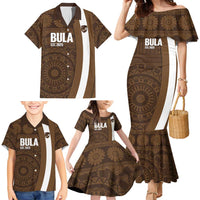 Bula Fiji Football Custom Family Matching Mermaid Dress and Hawaiian Shirt One Vanua One Team Tapa Pattern