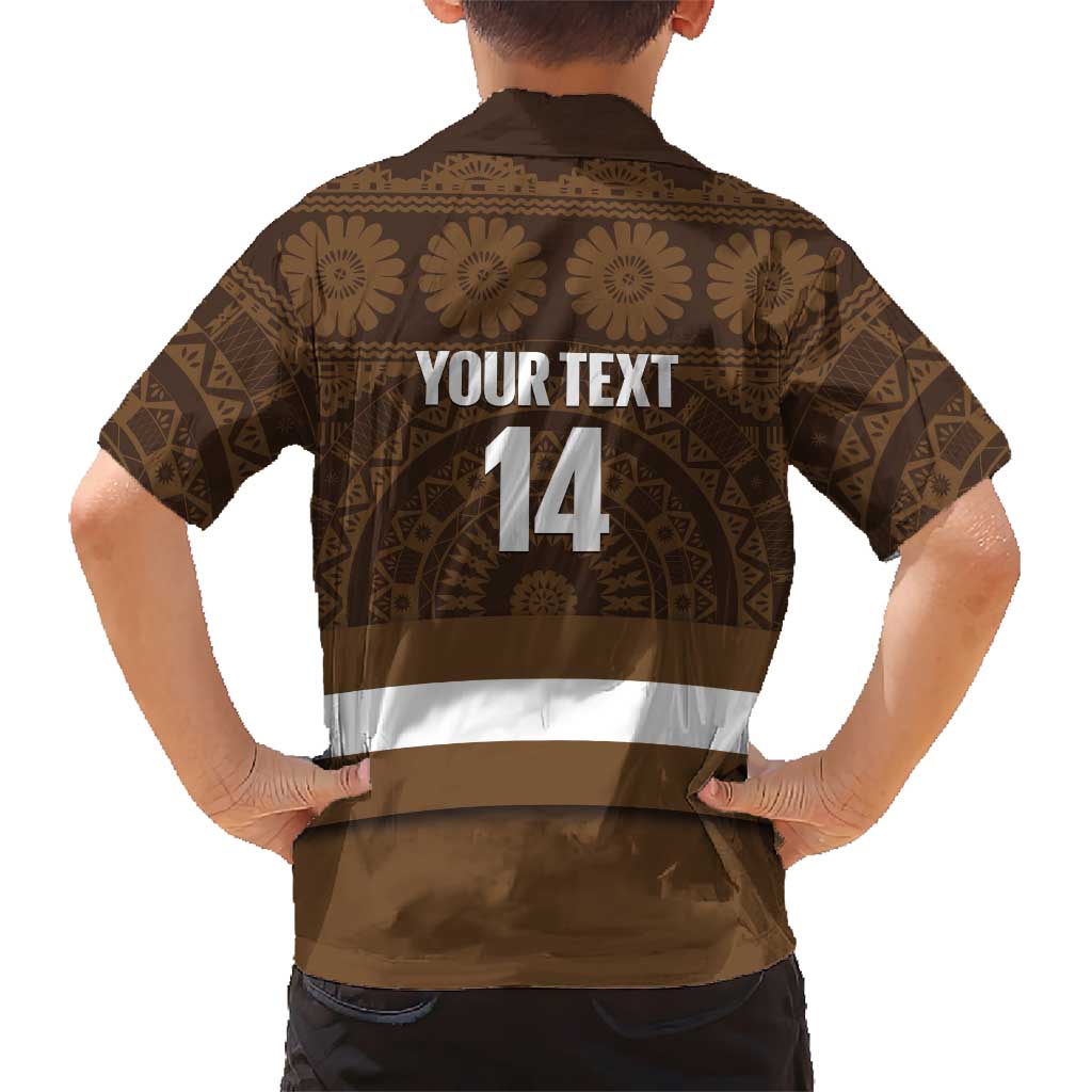Bula Fiji Football Custom Family Matching Off The Shoulder Long Sleeve Dress and Hawaiian Shirt One Vanua One Team Tapa Pattern LT14 - Polynesian Pride