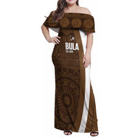 Bula Fiji Football Custom Family Matching Off Shoulder Maxi Dress and Hawaiian Shirt One Vanua One Team Tapa Pattern