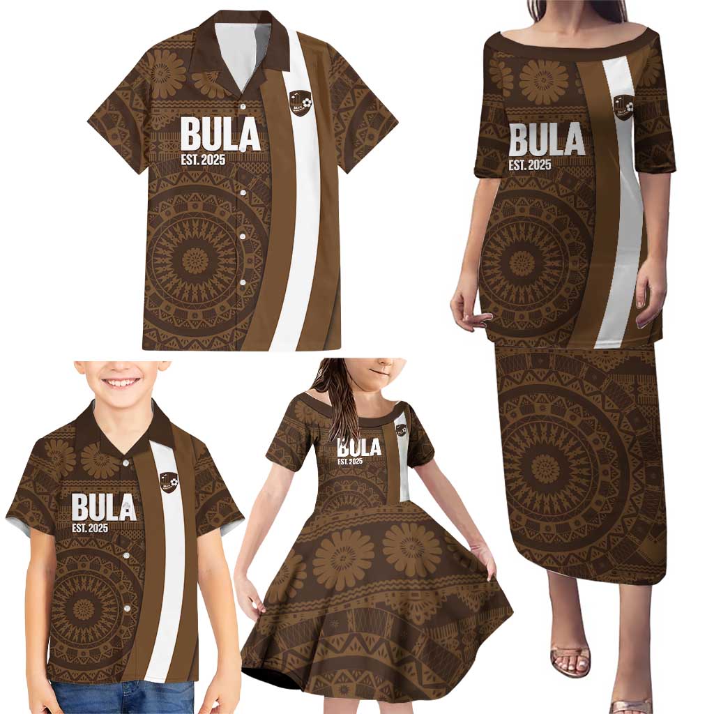 Bula Fiji Football Custom Family Matching Puletasi and Hawaiian Shirt One Vanua One Team Tapa Pattern