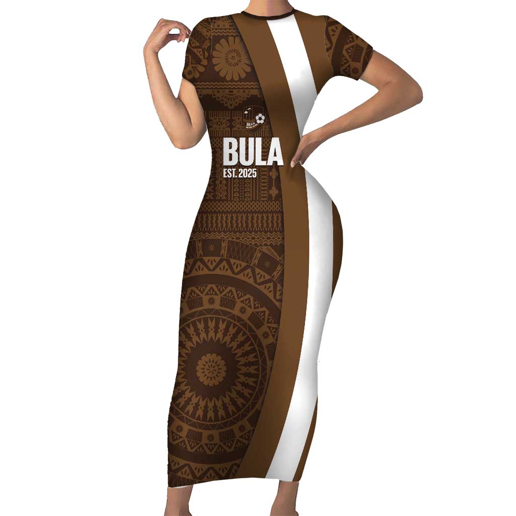 Bula Fiji Football Custom Family Matching Short Sleeve Bodycon Dress and Hawaiian Shirt One Vanua One Team Tapa Pattern