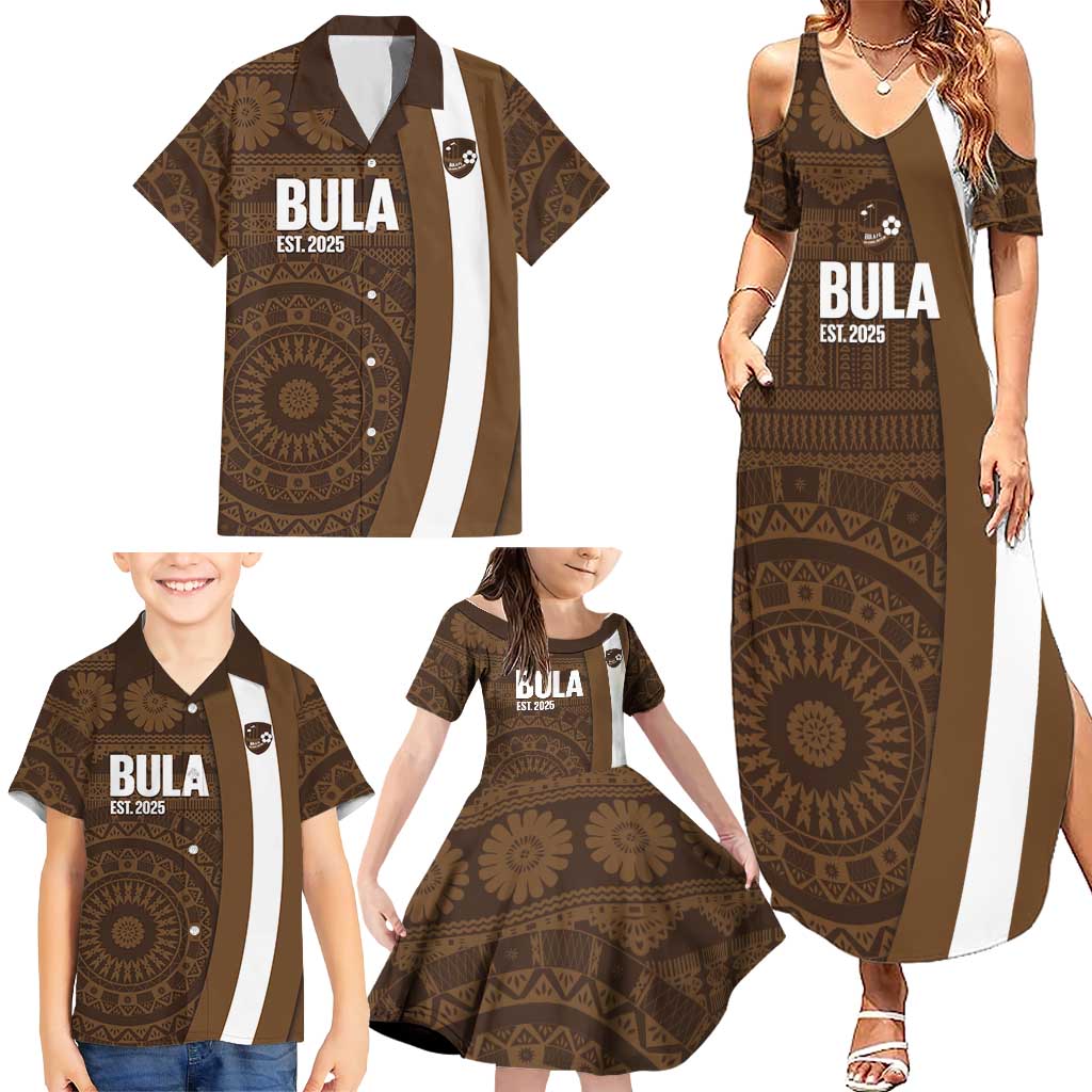 Bula Fiji Football Custom Family Matching Summer Maxi Dress and Hawaiian Shirt One Vanua One Team Tapa Pattern