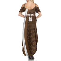 Bula Fiji Football Custom Family Matching Summer Maxi Dress and Hawaiian Shirt One Vanua One Team Tapa Pattern