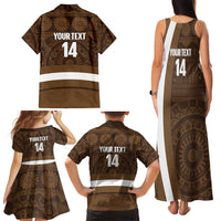 Bula Fiji Football Custom Family Matching Tank Maxi Dress and Hawaiian Shirt One Vanua One Team Tapa Pattern
