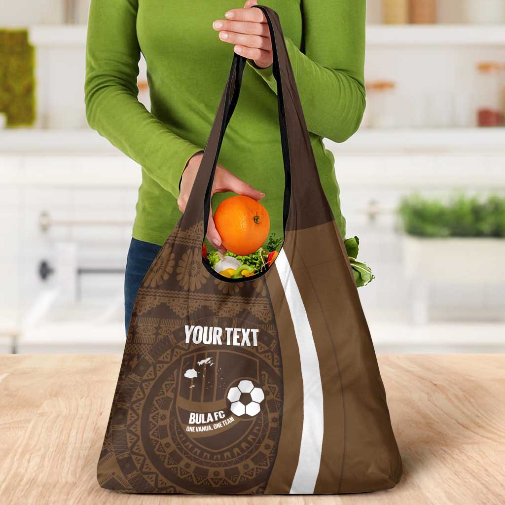Bula Fiji Football Custom Grocery Bag One Vanua One Team Tapa Pattern