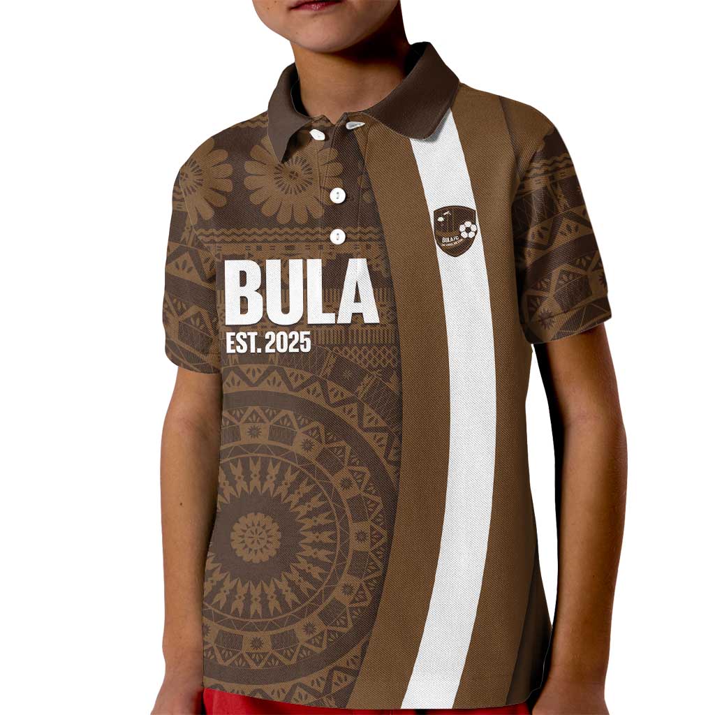 Bula Fiji Football Custom Kid Polo Shirt One Vanua One Team Tapa Pattern