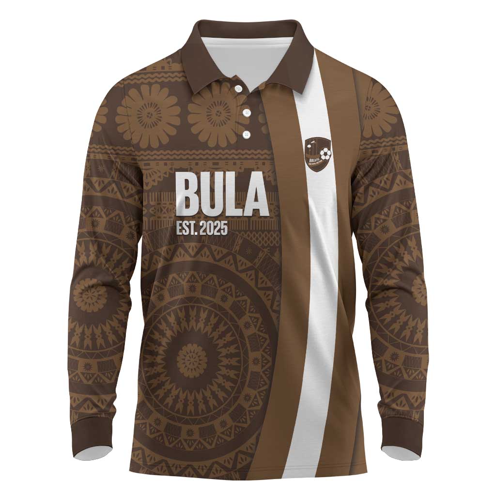 Bula Fiji Football Custom Long Sleeve Polo Shirt One Vanua One Team Tapa Pattern