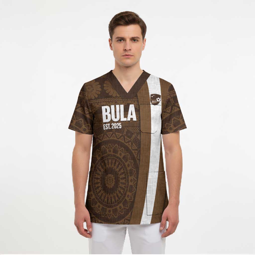 Bula Fiji Football Custom Scrub Top One Vanua One Team Tapa Pattern LT14 - Polynesian Pride