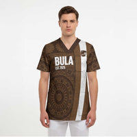 Bula Fiji Football Custom Scrub Top One Vanua One Team Tapa Pattern LT14 - Polynesian Pride