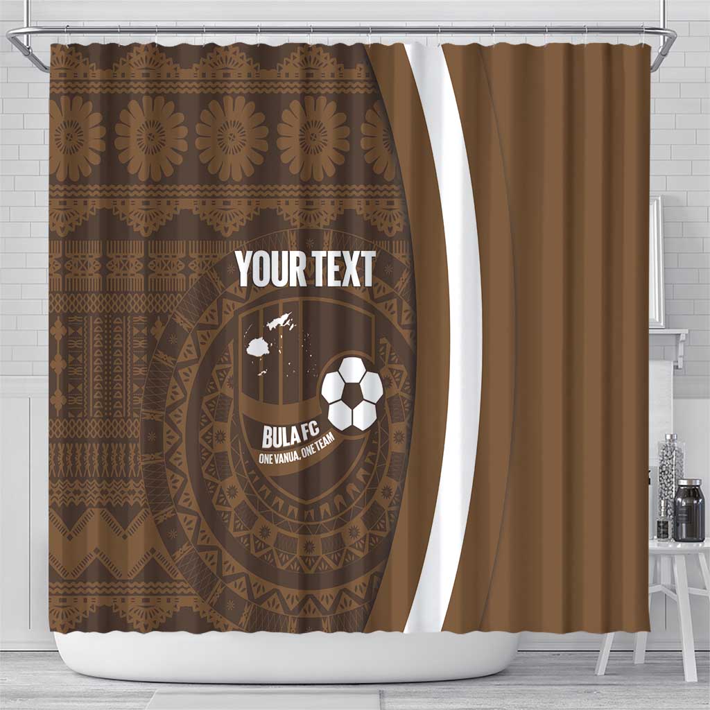 Bula Fiji Football Custom Shower Curtain One Vanua One Team Tapa Pattern