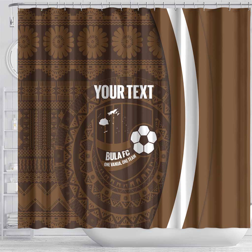 Bula Fiji Football Custom Shower Curtain One Vanua One Team Tapa Pattern