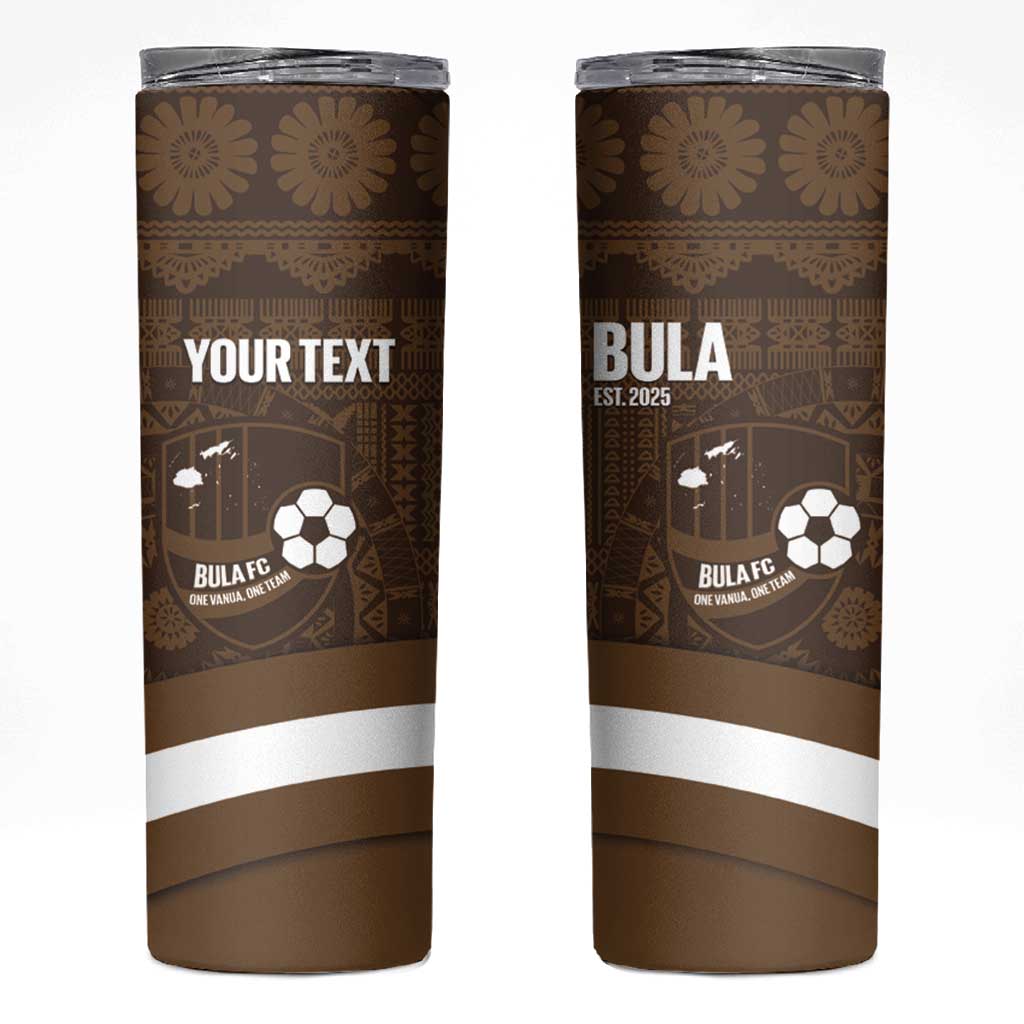 Bula Fiji Football Custom Skinny Tumbler One Vanua One Team Tapa Pattern