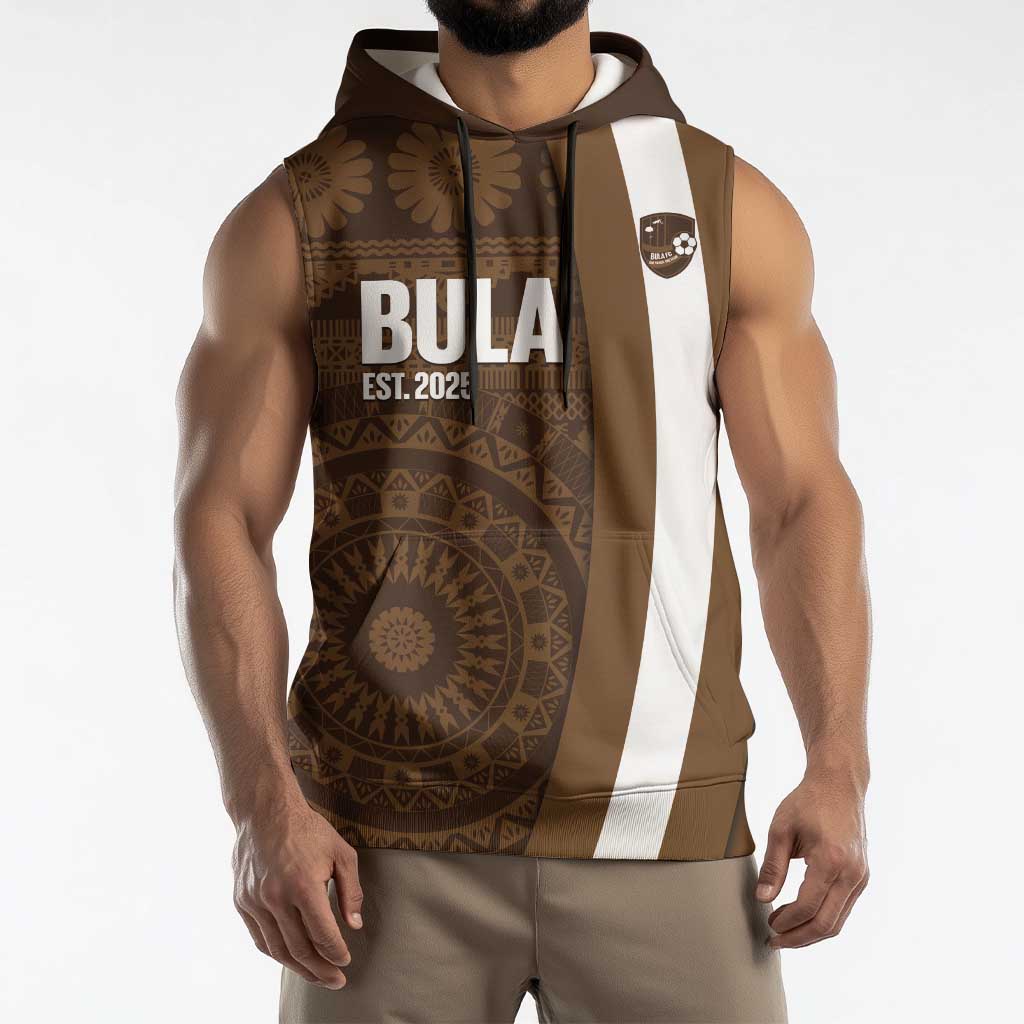 Bula Fiji Football Custom Sleeveless Hoodie One Vanua One Team Tapa Pattern