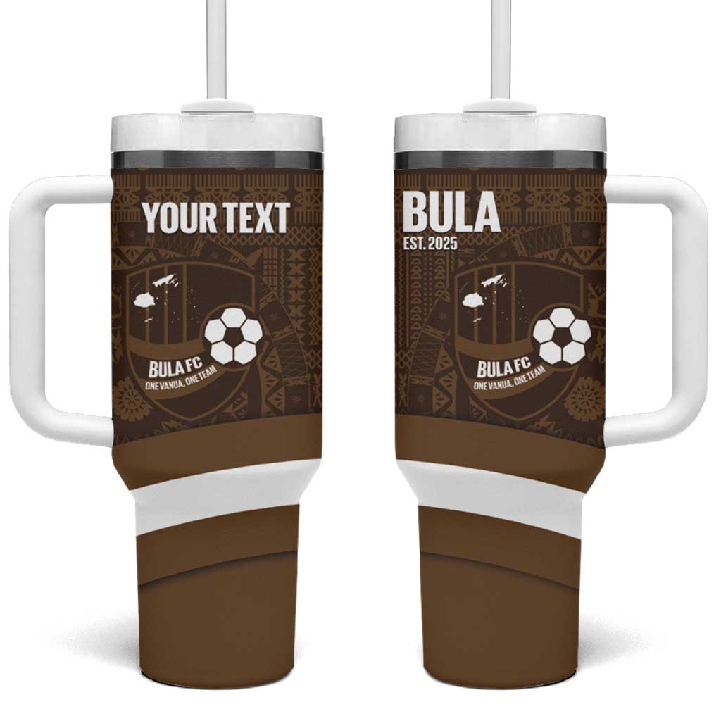 Bula Fiji Football Custom Tumbler With Handle One Vanua One Team Tapa Pattern