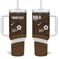 Bula Fiji Football Custom Tumbler With Handle One Vanua One Team Tapa Pattern