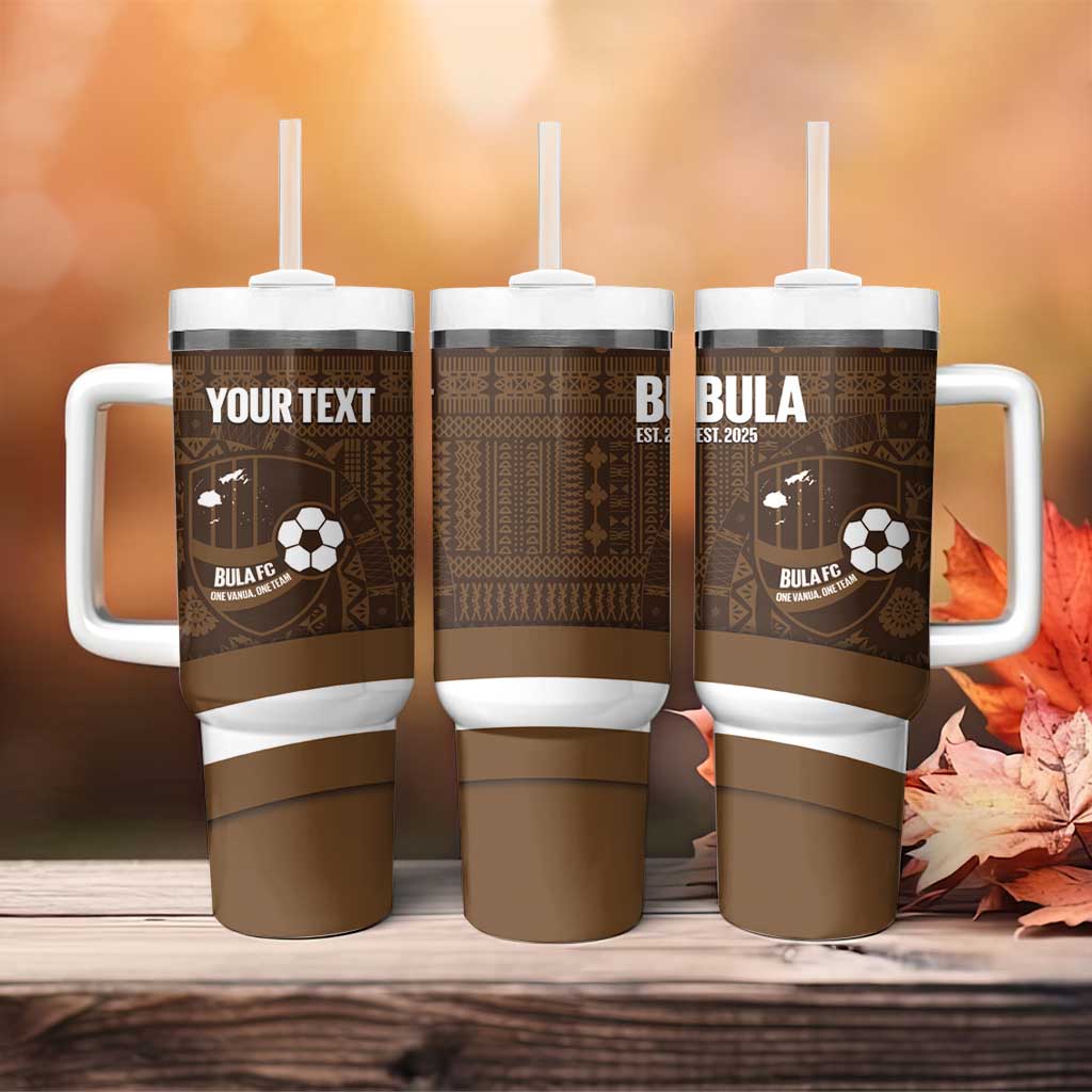 Bula Fiji Football Custom Tumbler With Handle One Vanua One Team Tapa Pattern