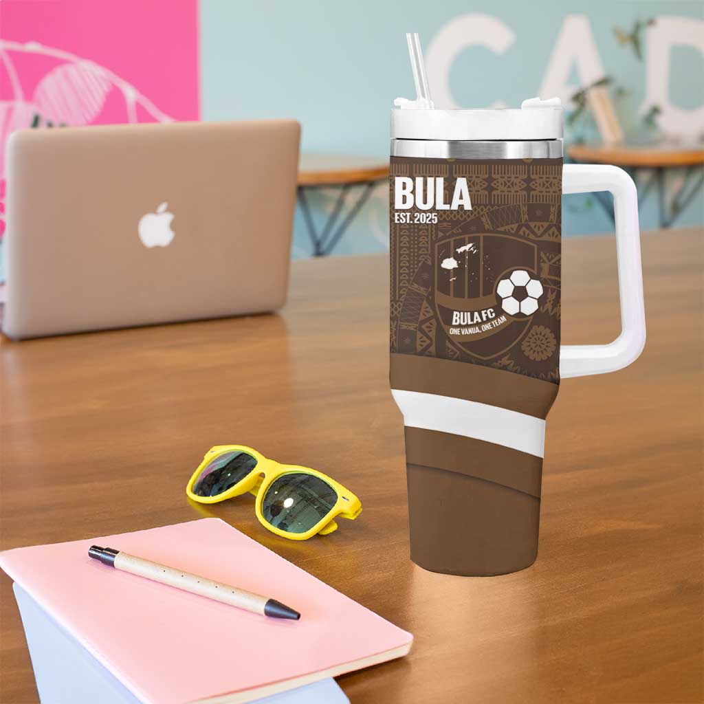 Bula Fiji Football Custom Tumbler With Handle One Vanua One Team Tapa Pattern