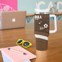 Bula Fiji Football Custom Tumbler With Handle One Vanua One Team Tapa Pattern