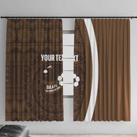 Bula Fiji Football Custom Window Curtain One Vanua One Team Tapa Pattern LT14 With Hooks Brown - Polynesian Pride