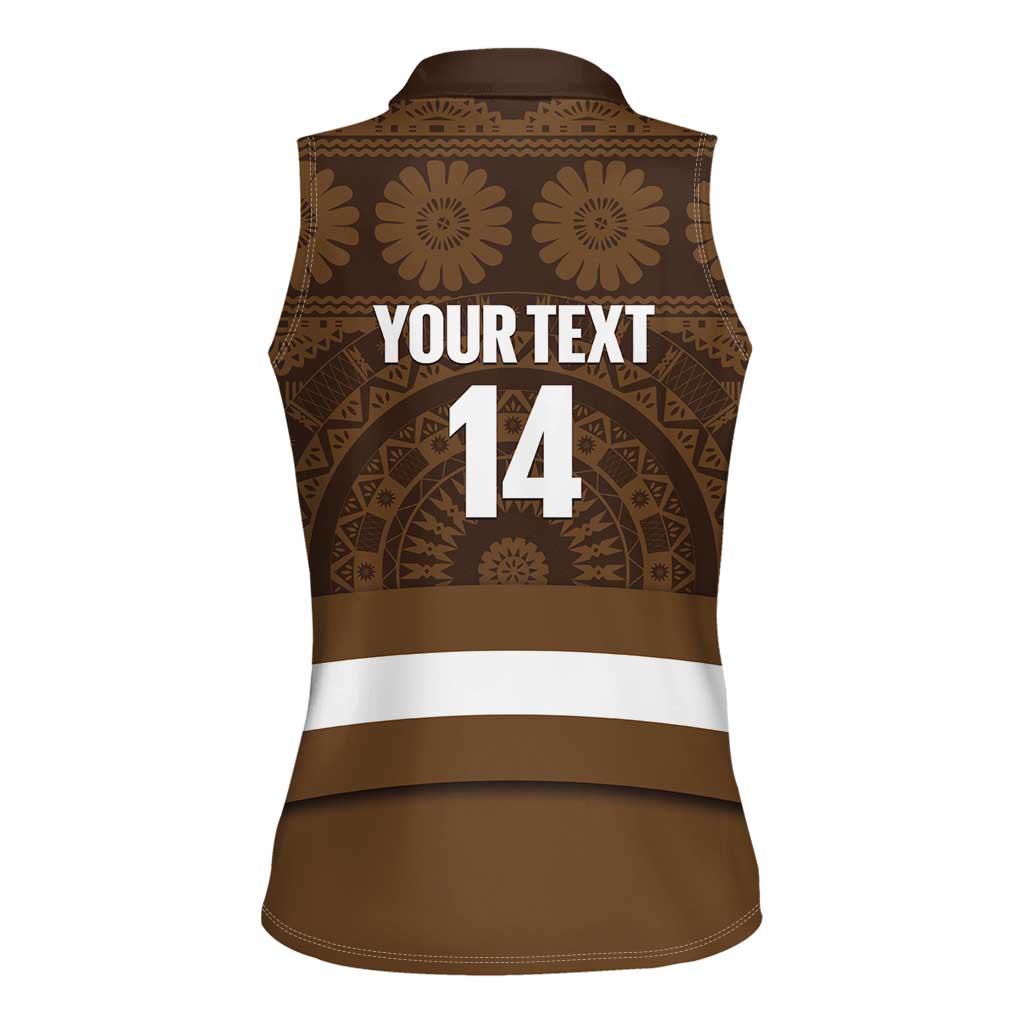 Bula Fiji Football Custom Women Sleeveless Polo Shirt One Vanua One Team Tapa Pattern