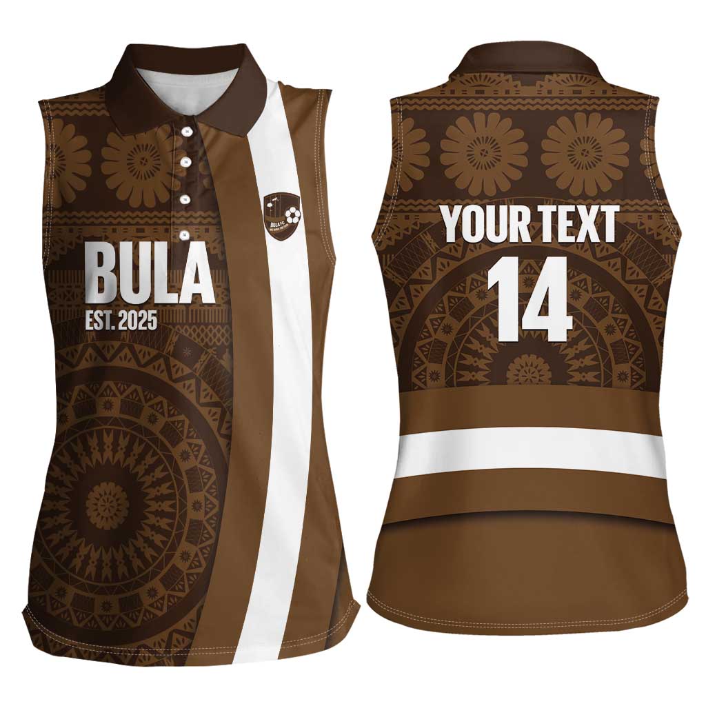 Bula Fiji Football Custom Women Sleeveless Polo Shirt One Vanua One Team Tapa Pattern