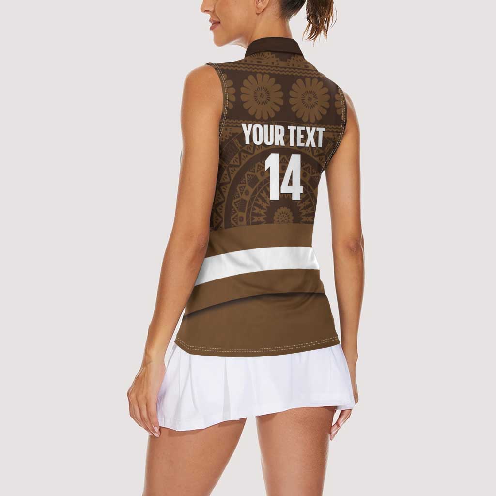 Bula Fiji Football Custom Women Sleeveless Polo Shirt One Vanua One Team Tapa Pattern