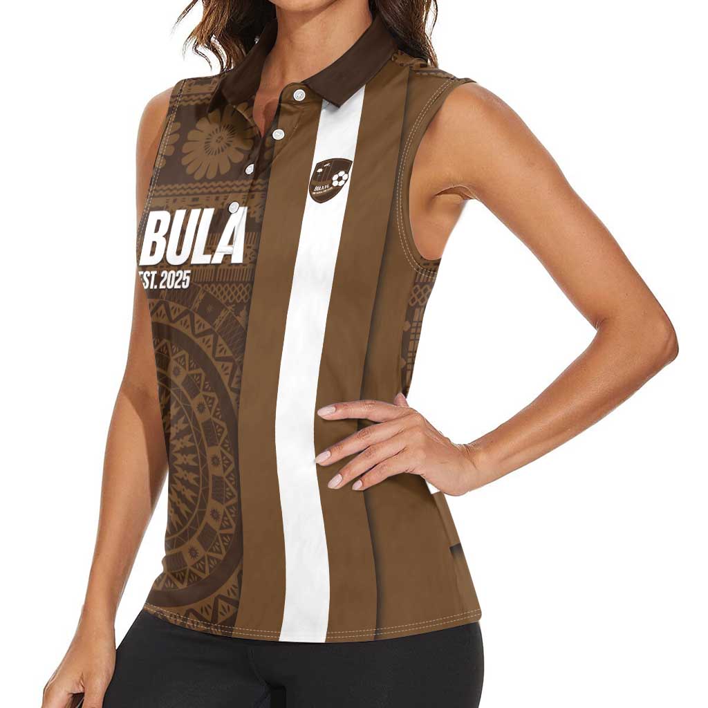 Bula Fiji Football Custom Women Sleeveless Polo Shirt One Vanua One Team Tapa Pattern
