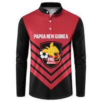 Hekari Papua New Guinea Football Custom Button Sweatshirt Go PNG Red Army LT14 Red - Polynesian Pride