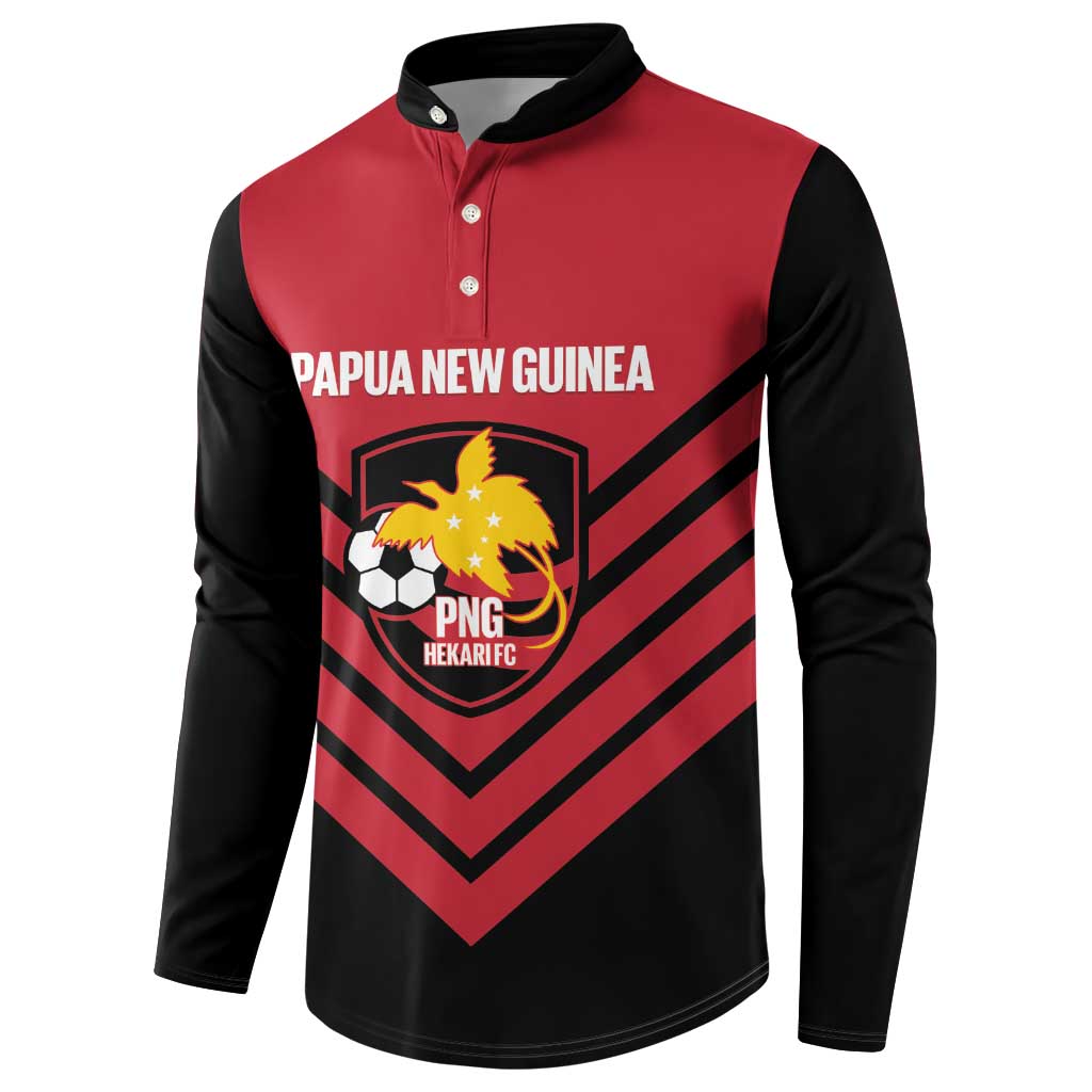 Hekari Papua New Guinea Football Custom Button Sweatshirt Go PNG Red Army LT14 - Polynesian Pride