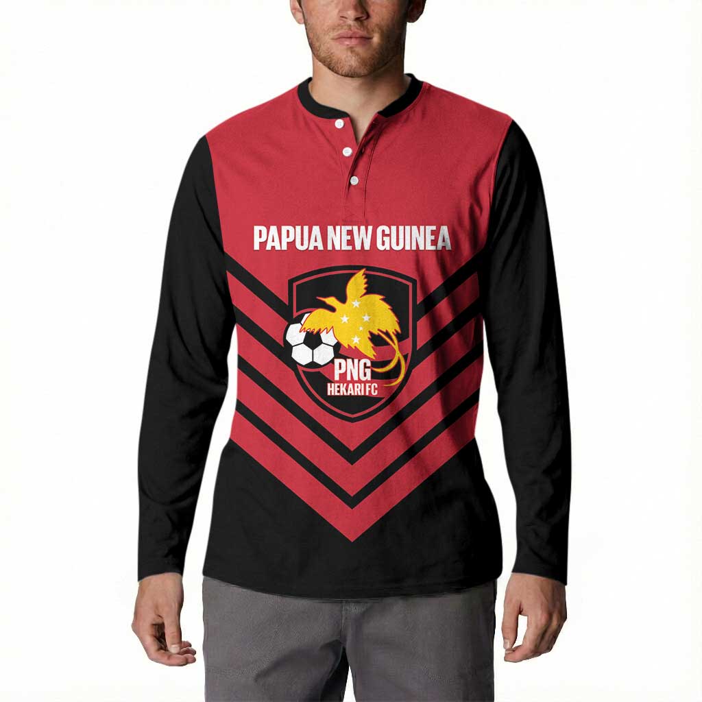 Hekari Papua New Guinea Football Custom Button Sweatshirt Go PNG Red Army LT14 - Polynesian Pride