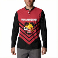 Hekari Papua New Guinea Football Custom Button Sweatshirt Go PNG Red Army LT14 - Polynesian Pride