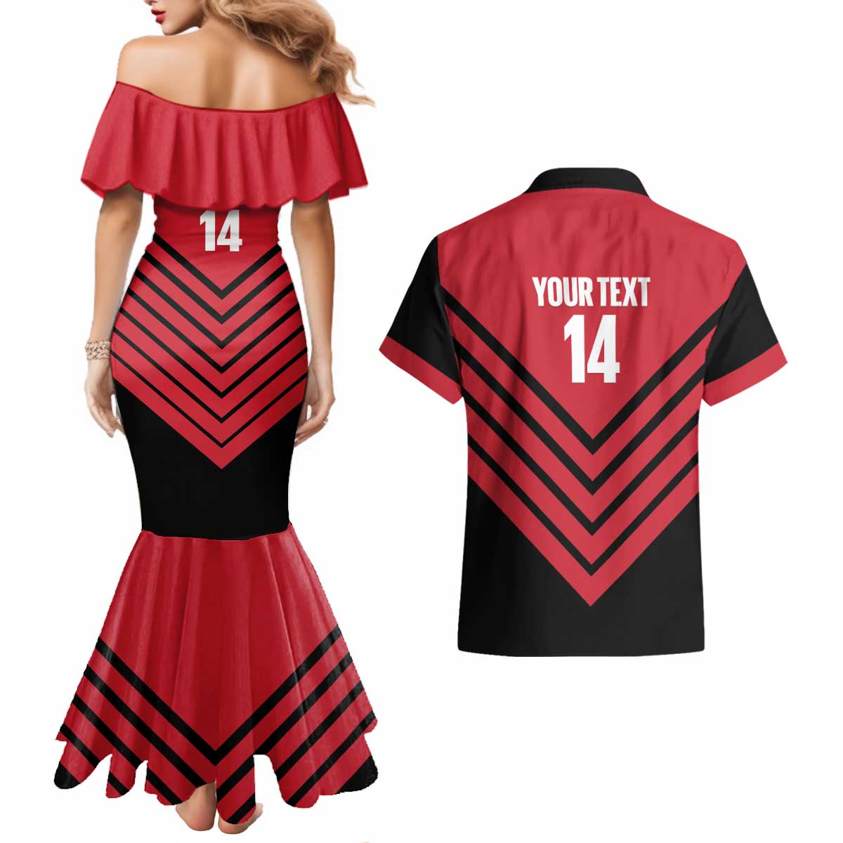 Hekari Papua New Guinea Football Custom Couples Matching Mermaid Dress and Hawaiian Shirt Go PNG Red Army