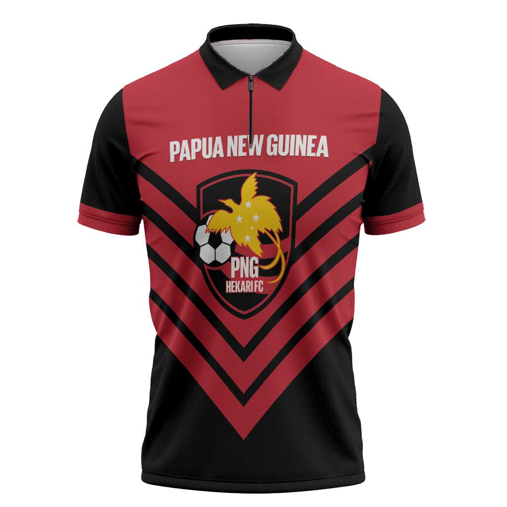 Hekari Papua New Guinea Football Custom Zipper Polo Shirt Go PNG Red Army