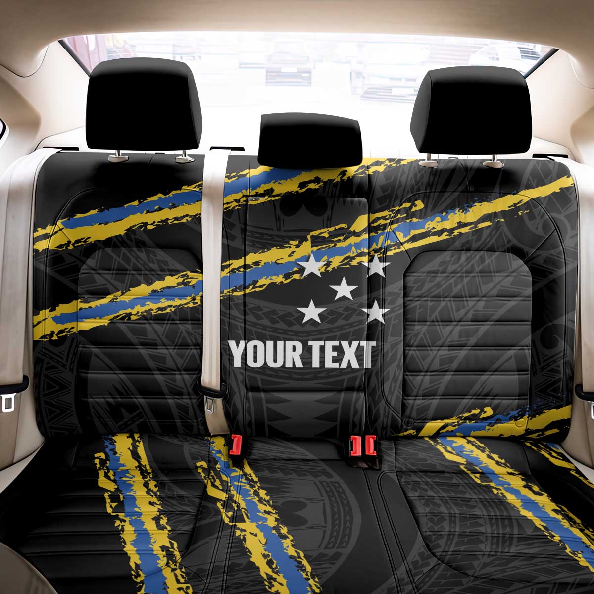 Kings Solomon Islands Football Custom Back Car Seat Cover Come On Solomons Polynesian Grunge Style LT14 - Polynesian Pride