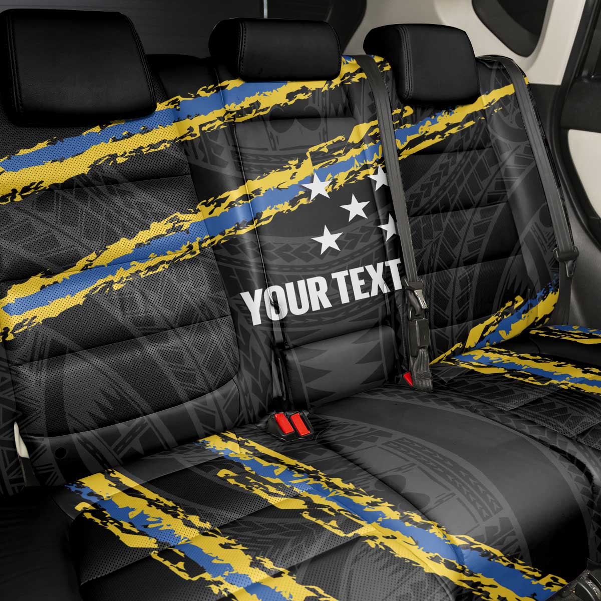 Kings Solomon Islands Football Custom Back Car Seat Cover Come On Solomons Polynesian Grunge Style LT14 - Polynesian Pride