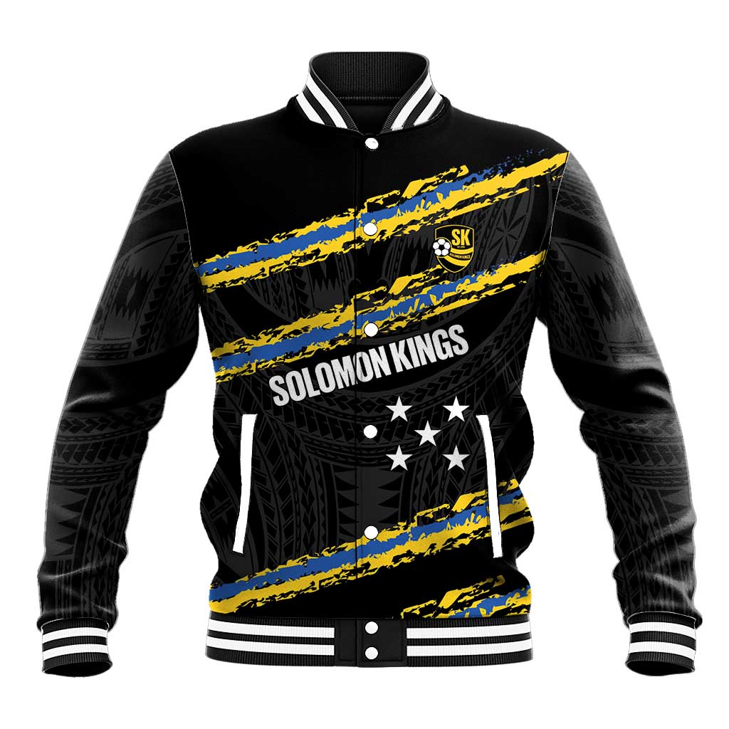 Kings Solomon Islands Football Custom Baseball Jacket Come On Solomons Polynesian Grunge Style