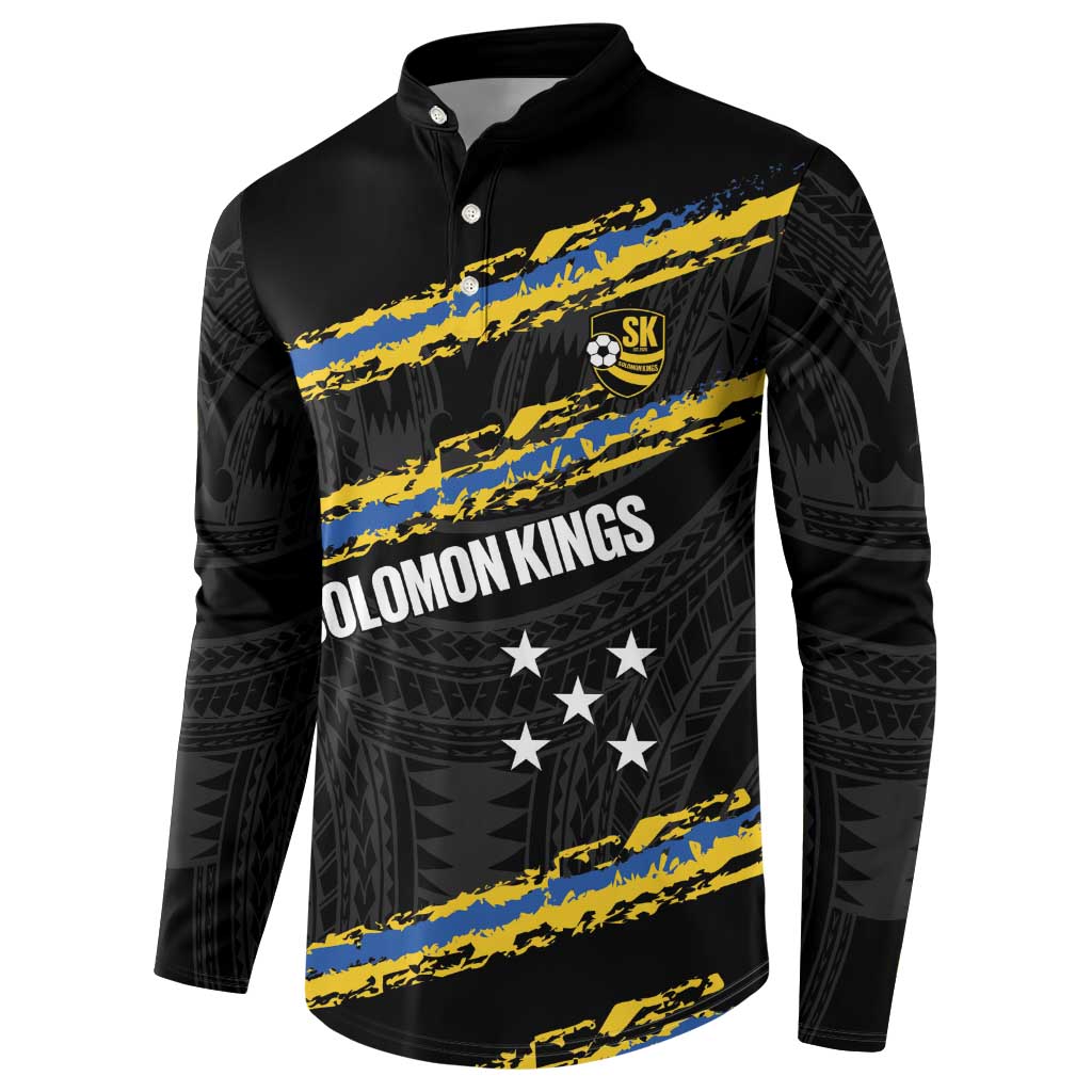 Kings Solomon Islands Football Custom Button Sweatshirt Come On Solomons Polynesian Grunge Style LT14 - Polynesian Pride
