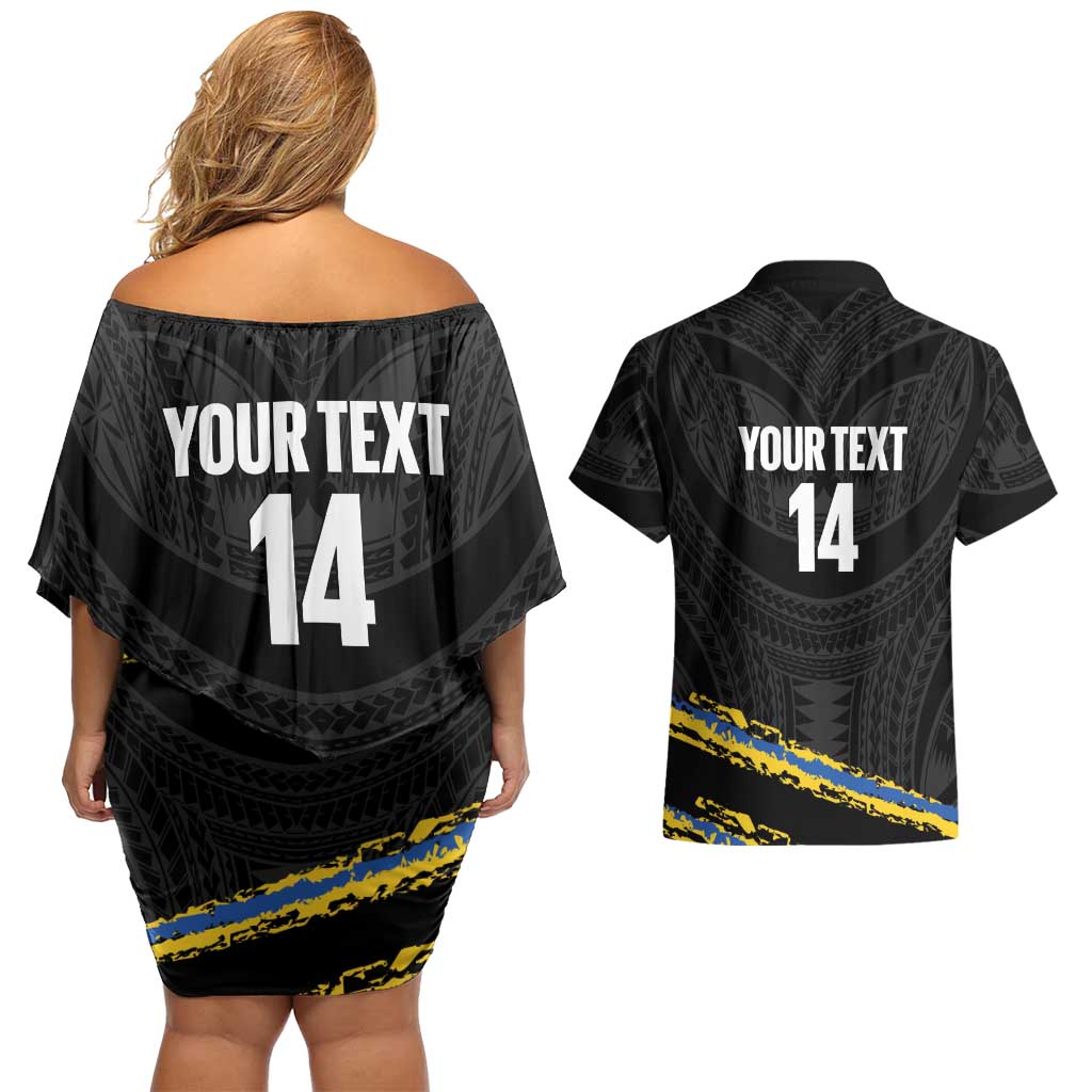 Kings Solomon Islands Football Custom Couples Matching Off Shoulder Short Dress and Hawaiian Shirt Come On Solomons Polynesian Grunge Style