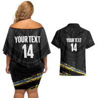 Kings Solomon Islands Football Custom Couples Matching Off Shoulder Short Dress and Hawaiian Shirt Come On Solomons Polynesian Grunge Style